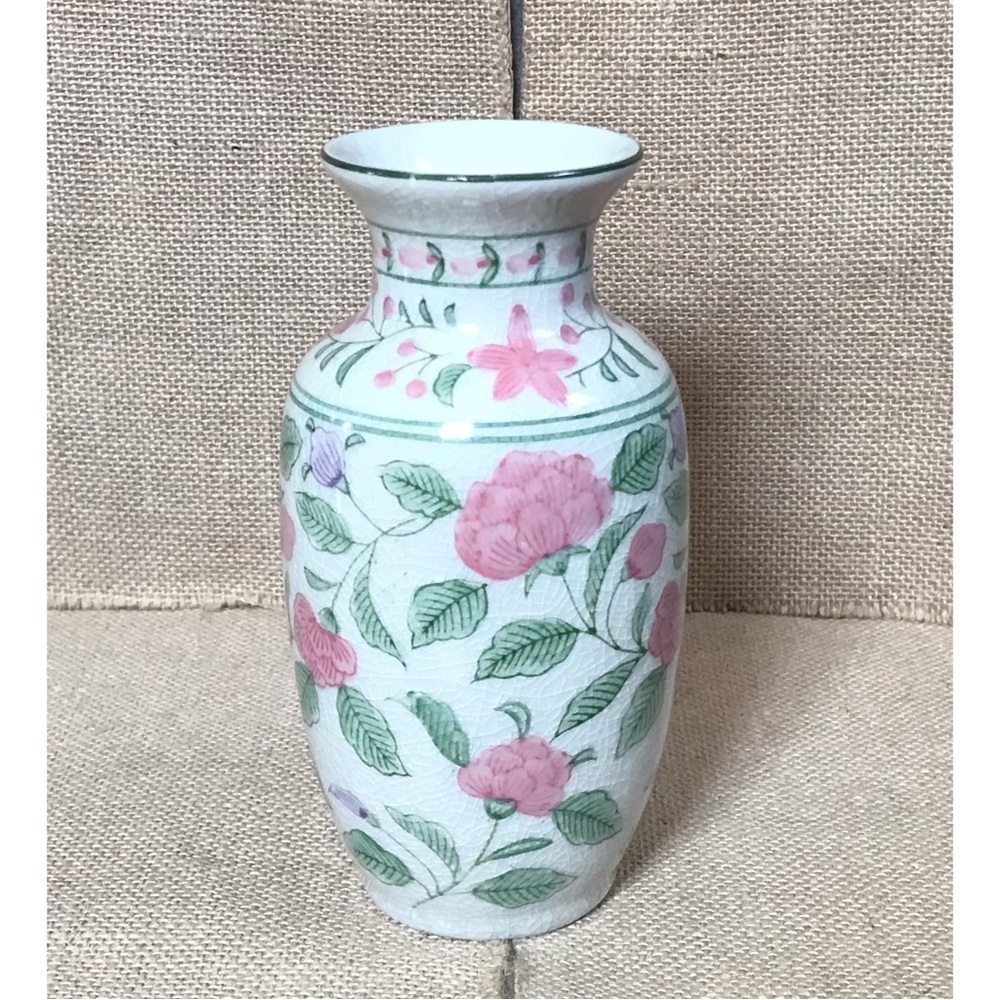 Vintage Windsor Flower Floral Cermaic Vase 6 3/4 Inch Cottage Grandma Core - Picture 3 of 8